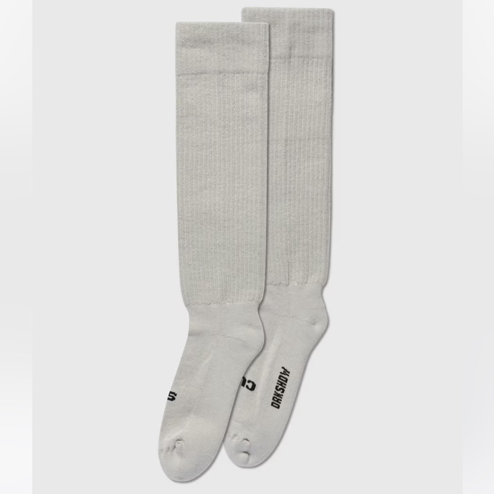 Rick Owens DRKSHDW long sock’s ribbed pearl black size 3 NWT